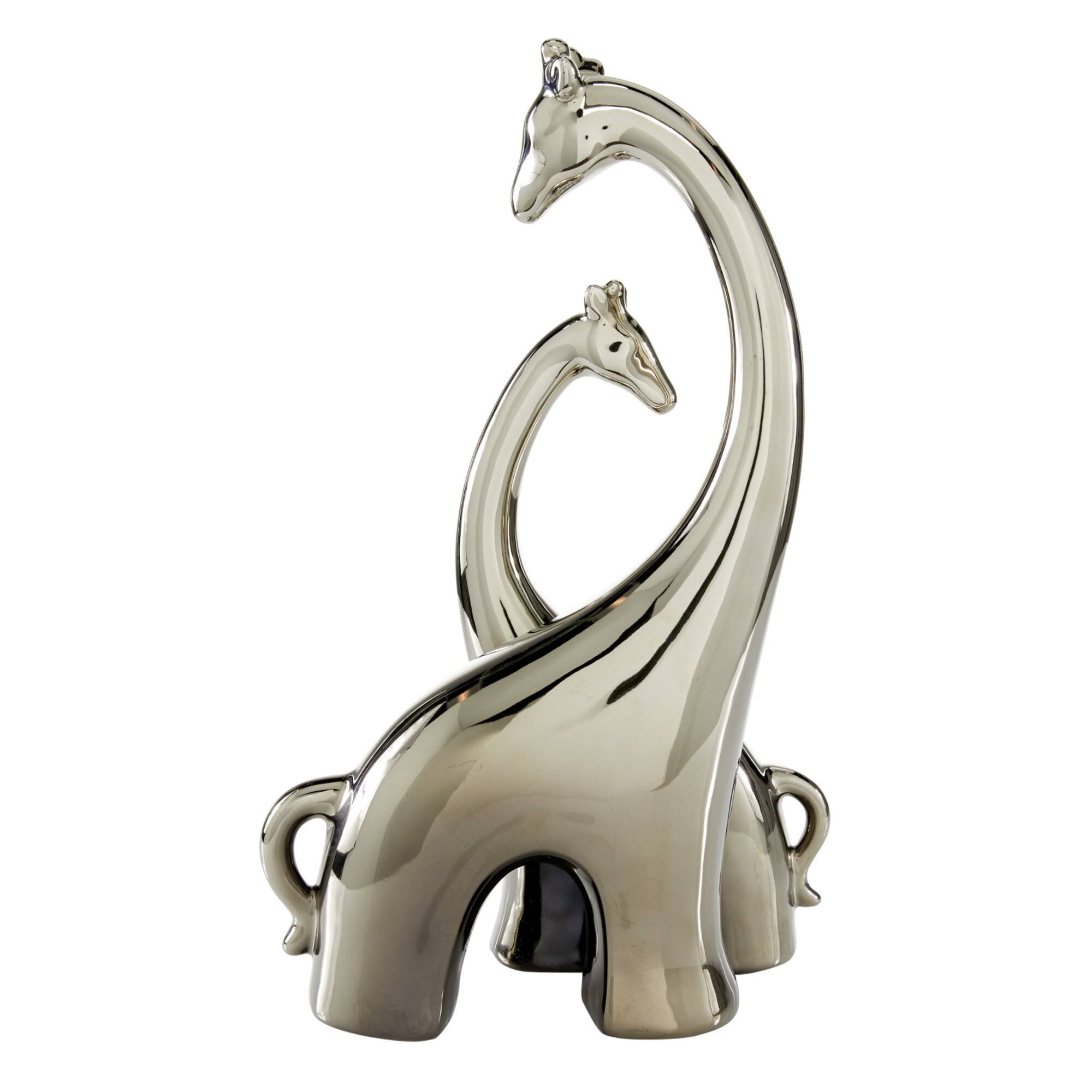 15" Silver Ceramic Contemporary Giraffe Sculpture